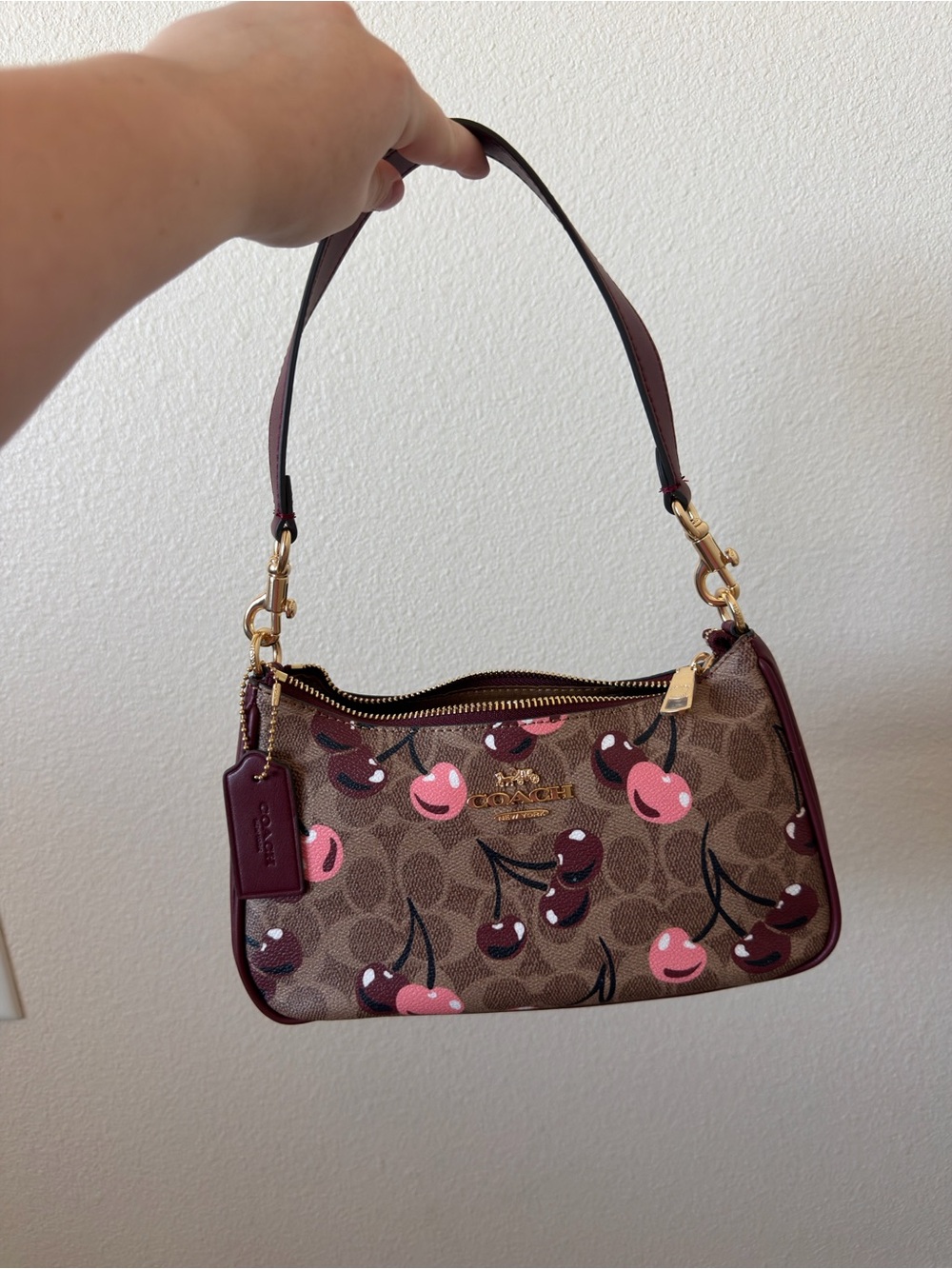 Coach Pink Cherry Signature Canvas Shoulder Bag